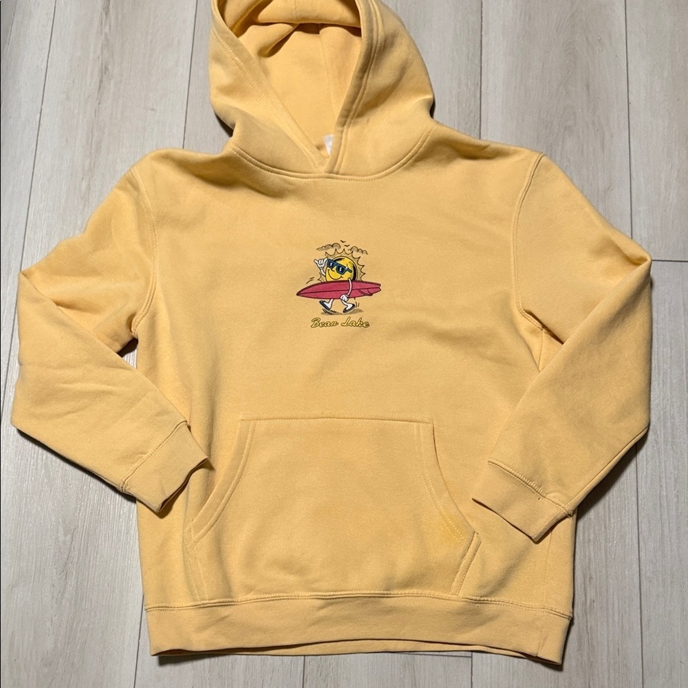 Lane Seven Girl’s Yellow Graphic Hooded Sweatshirt - Youth Size L) “Bear Lake”